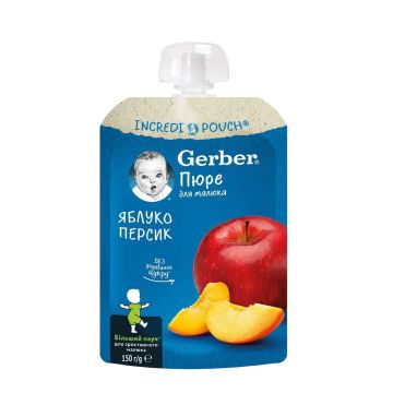 Gerber Плодова закуска с ябълка и праскова за деца над 6 месеца х150 грама