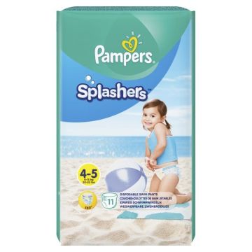 Pampers Splashers размер 4-5 гащички за плуване за еднократна употреба за бебета и деца  9-15кг х11 броя