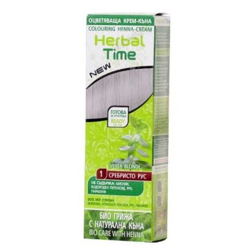 Herbal Time Оцветяваща крем - къна за коса, 01 Сребристо рус х75 мл