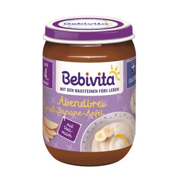 Bebivita Лека нощ грис, банан и ябълка от 4 месечна възраст х190 грама - 1080