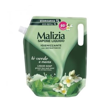 Malizia Течен сапун за ръце с мента и зелен чай х1 литър, рефил