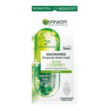 Garnier Skin Naturals Niacinamide Лист маска за лице за пречистване на кожата x15 грама