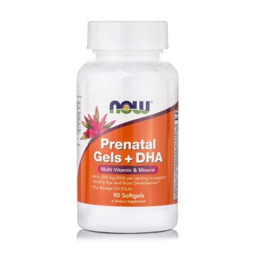 Prenatal Gels + DHA Мултивитамини и минерали за бременни х90 капсули, Now Foods