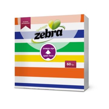 Zebra Easy Open Еднопластови салфетки x60 броя, райе
