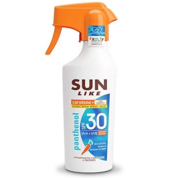 Sun Like Carotene+ Panthenol Слънцезащитен спрей мляко с пантенол SPF30 x250 мл