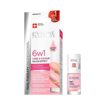 Eveline Nails Care & Color 6in1 Концентриран балсам за нокти x5 мл, цвят Shimmer Pink