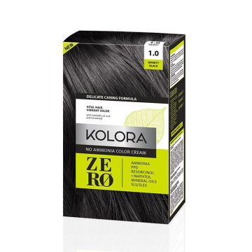 Kolora Zero Безамонячна полутрайна крем-боя за коса 1.0 Наситено черен