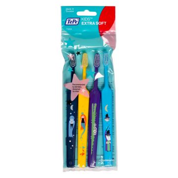 TePe Kids Четка за зъби за деца над 3 години x4 броя, Extra Soft