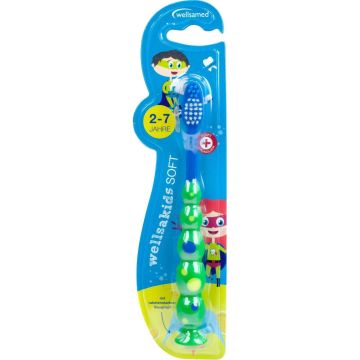 Wellsamed  Детска четка за зъби Wellsakids за деца от 2 до 7 години, Soft