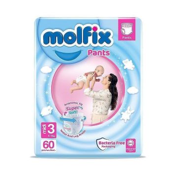 Molfix Pants 3 Midi Пелени-гащи за деца от 6 до 11 килограма x60 броя