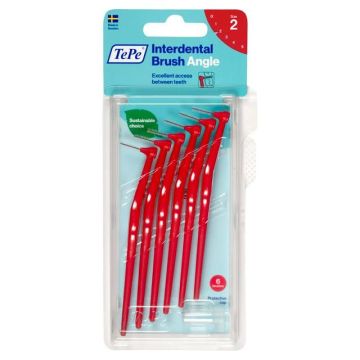 TePe Interdental Brush Angle Интердентални четки, размер 2 (0,5 мм) x 6 броя