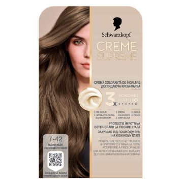 Schwarzkopf Creme Supreme Дълготрайна боя за коса, 7-42 Medium Blonde Red Gold