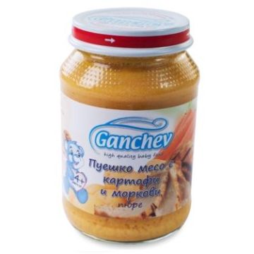 Ganchev Пюре пуешко месо с картофи и моркови за бебета и деца от 4 месечна възраст х190 грама