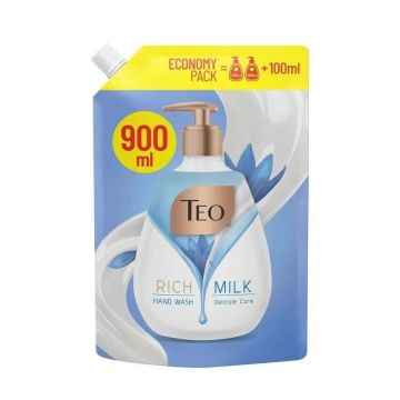 Teo Milk Rich Delicate Rose Хидратиращ течен сапун с глицерин и аромат на роза х900 мл, пълнител