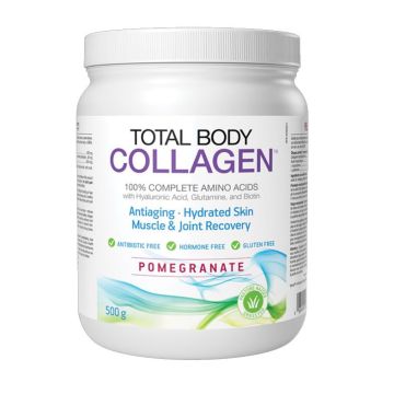 Total Body Collagen Хидролизиран говежди колаген, на прах, с хиалуронова киселина, глутамин и биотин, с вкус на нар х500 г Natural Factors