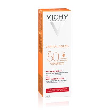 Vichy Capital Soleil 3в1 Противостареещ слънцезащитен крем за лице SPF50 х50 мл