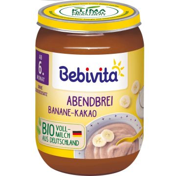 Bebivita Млечна каша "Лека нощ" с грис, шоколад и банан за деца от 6 месечна възраст х190 грама -14602