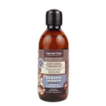 Herbal Time Кератинов шампоан с орех за много увредена коса x200 мл