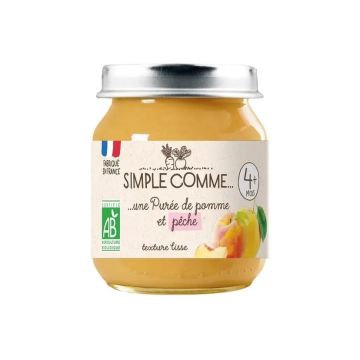 Simple Comme Био плодово пюре ябълка и праскови за деца над 4  месеца x125 грама