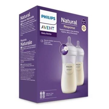 Avent Natural Response Комплект от 2 броя шишета за хранене 3м+ x330 мл,  Поток 4