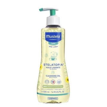 Mustela Stelatopia Душ олио за атопична кожа за бебета и деца x500 мл