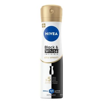Nivea Black & White Invisible Silky Smooth Спрей против изпотяване за копринено гладка кожа след бръснене х150 мл