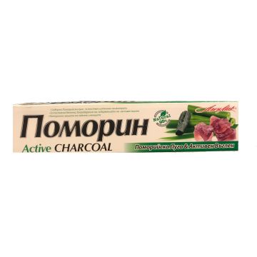 Pomorin Active Charcoal Антибактериална паста за зъби с поморийска луга и активен въглен х100 мл