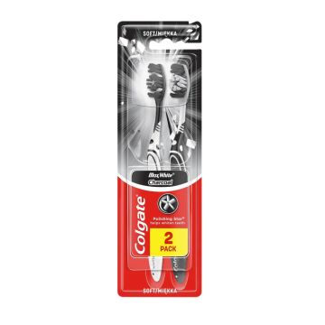 Colgate MaxWhite Charcoal Четка за зъби x2 броя, Soft