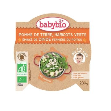 Babybio Био меню с пуешко месо, картофи и зелен фасул за деца над 12 месеца x230 грама