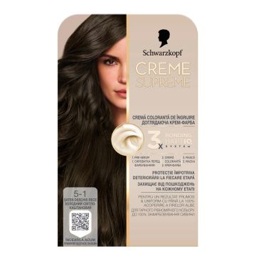 Schwarzkopf Creme Supreme Дълготрайна боя за коса, 5-1 Light Brown Ash