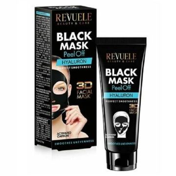 Revuele Hyaluron 3D Черна пилинг маска за лице с активен въглен и хиалурон x80 мл
