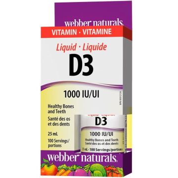 Витамин D3 Течен 1000 IU x25 мл Webber Naturals