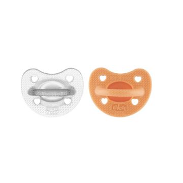Chicco Soft Lux Силиконова залъгалка за деца от 6 до 16 месеца х2 броя, бежава и кристал