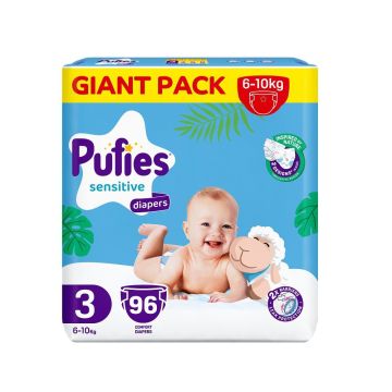 Pufies Sensitive 3 Пелени за бебета с тегло от 6 до 10 килограма x96 броя