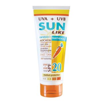 Sun Like Carotene Panthenol Слънцезащитен хидратиращ лосион за тяло SPF 20 x200 мл
