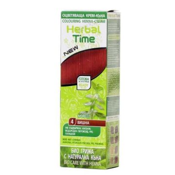 Herbal Time Оцветяваща крем - къна за коса, 04 Вишна х75 мл