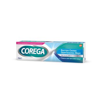 Corega Екстра силен Оригинален вкус Фиксиращ крем за зъбни протези х40 грама