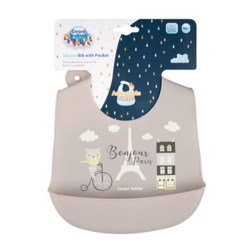 Canpol babies Силиконов лигавник с джоб Bonjour Paris - 74/027, бежов