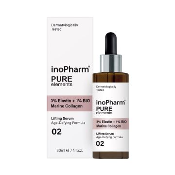 InoPharm Pure Elements Серум за лице с еластин и био морски колаген х30 мл