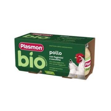 Plasmon Bio Пюре пиле със зелен фасул и тиквички 6+ месеца 2x80 грама