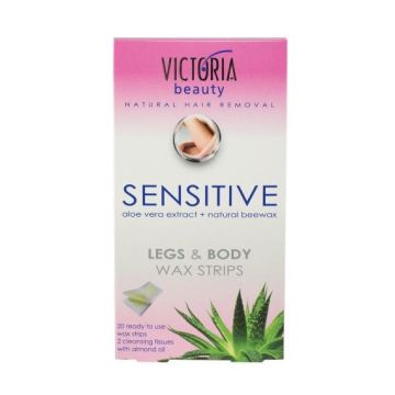 Victoria Beauty Sensitive Депилиращи ленти за тяло за чувствителна кожа с алое вера х20 бр