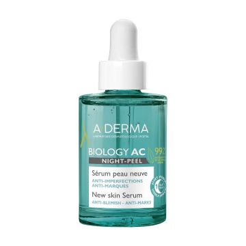 A-Derma Biology AC Night-Peel Серум за лице против несъвършенства за кожа, склонна към акне x30 мл