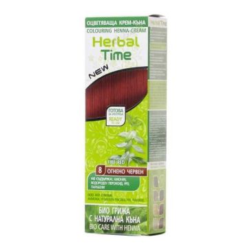 Herbal Time Оцветяваща крем - къна за коса, 08 Огнено червен х75 мл