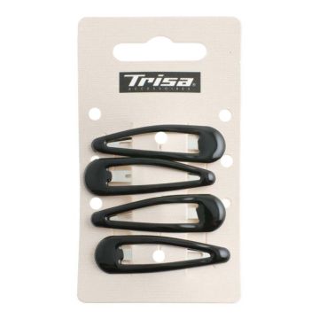 Trisa Тик-так шнолки за коса с гланцово покритие, цвят Черен х4 броя