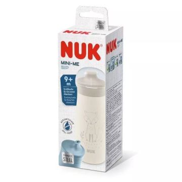 Nuk Mini Me Sip Stainless Чаша за пиене с твърд накрайник 9 м+ x300 мл, лисица