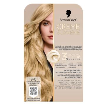 Schwarzkopf Creme Supreme Дълготрайна боя за коса, 9-0 Light Natural Blonde