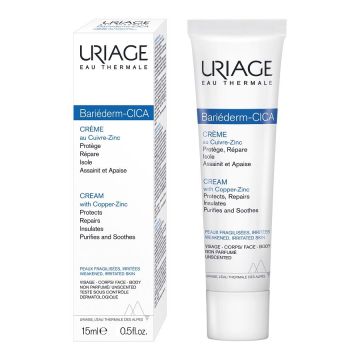 Uriage Bariederm Cica Cu-Zn+ Възстановяваща и успокояваща емулсия за лице и тяло за суха кожа x15 мл