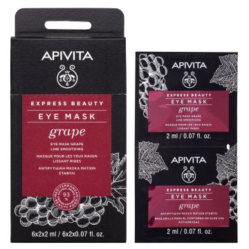 Apivita Express Beauty Заличаваща бръчките маска за околоочен контур с грозде 2*2мл