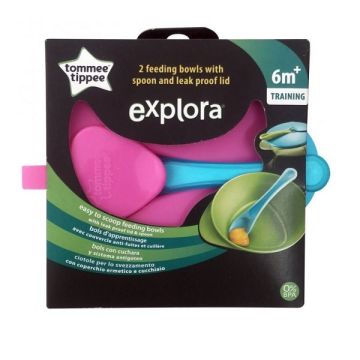 Tommee Tippee Купи за храна с капак и лъжица за деца над 7 месеца х2 броя