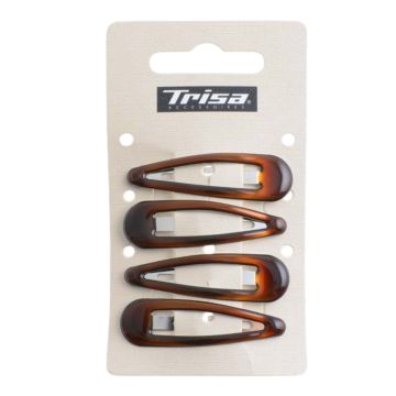 Trisa Тик-так шнолки за коса с гланцово покритие, цвят Кафяв х4 броя